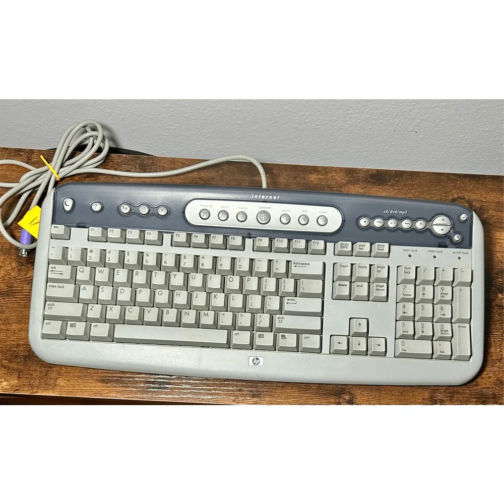 Vintage HP 5185-1596 Internet / Multi-Media Keyboard PS/2 Slim Gray